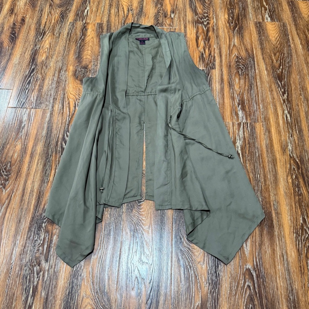Rock & Roll Cowgirl Women's Olive Green Draped Vest Southwestern Size L Cardigan